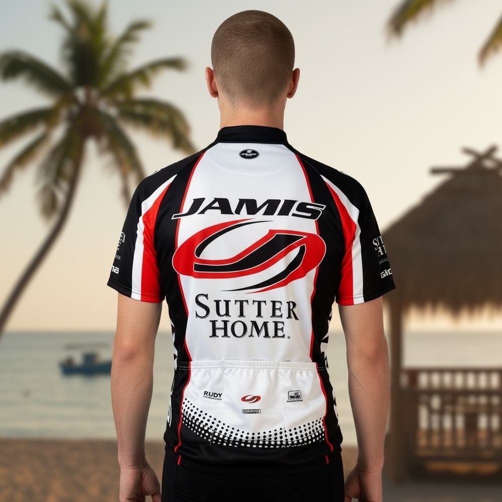 Jamis Sutter Home Cycling Jersey Mens XXL Black White Red Full Zip Giordana